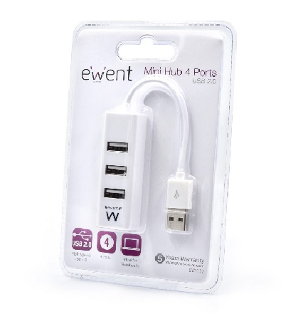 Hub USB Ewent EW1122 4 Portas USB 2.0 Branco 3